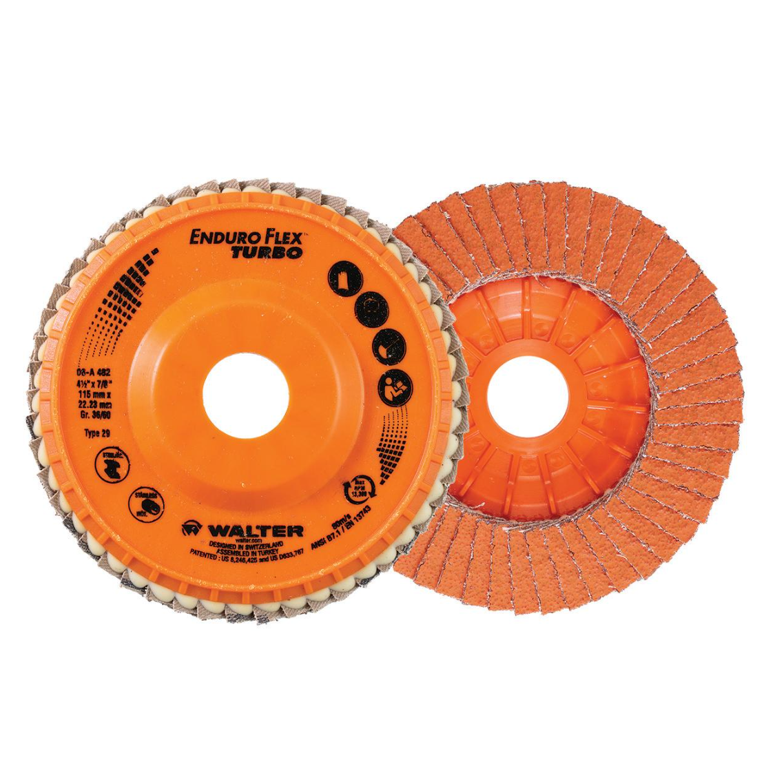06A462 | ENDURO-FLEX™ TURBO Flap Disc 4-1/2", 7/8" Arbor, 36/60 Grit, Type 27