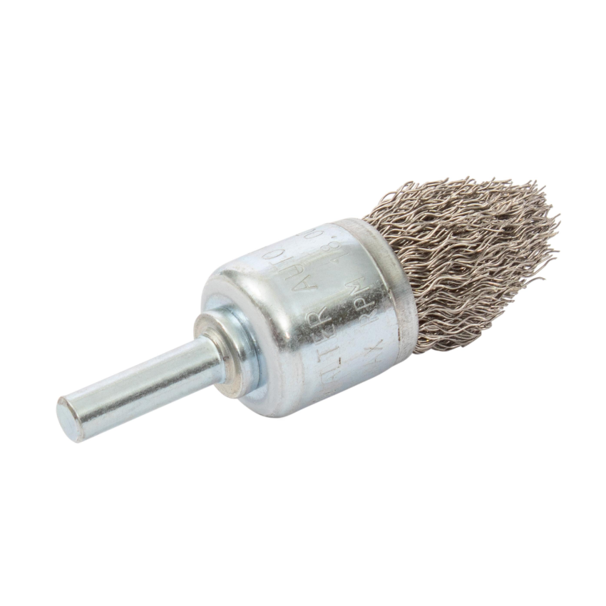 09C078 | All Metal™ Mounted Wire Brush 3/4", 1/4" Arbor, Crimped Wires Stainless Steel Wires