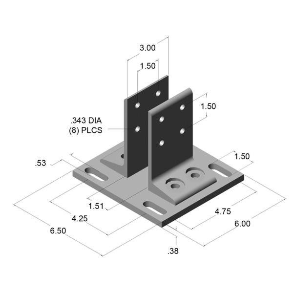 1.5" x 3" Floor Mount Base Plate | 15 Series T-Slot - Forces Inc