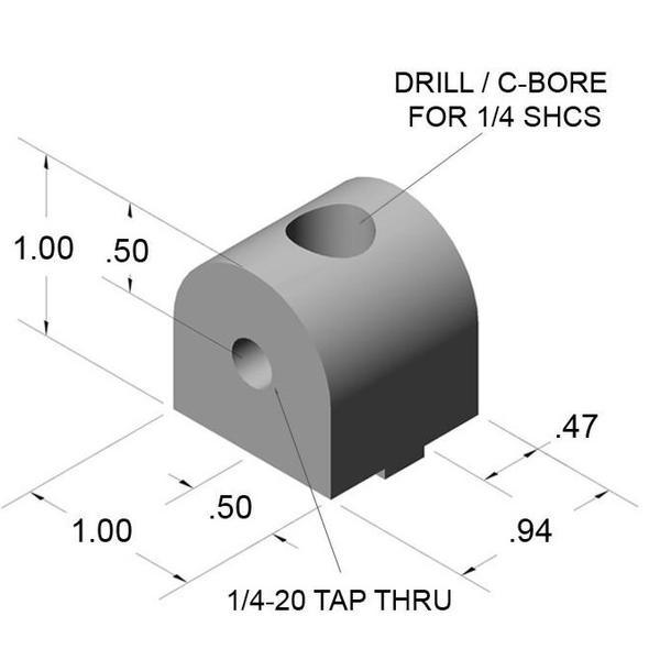 1" Pivot Nub 0° for Dynamic Pivots | 10 Series Aluminum T-Slot - Forces Inc