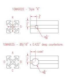 1" x 1" Smooth T-Slotted Aluminum Extrusion - 1ft Bar - Forces Inc