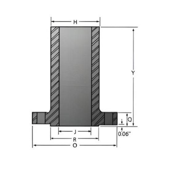 1" X 9" Long Weld Neck Flange Class #150 - Stainless Steel 304 - Forces Inc