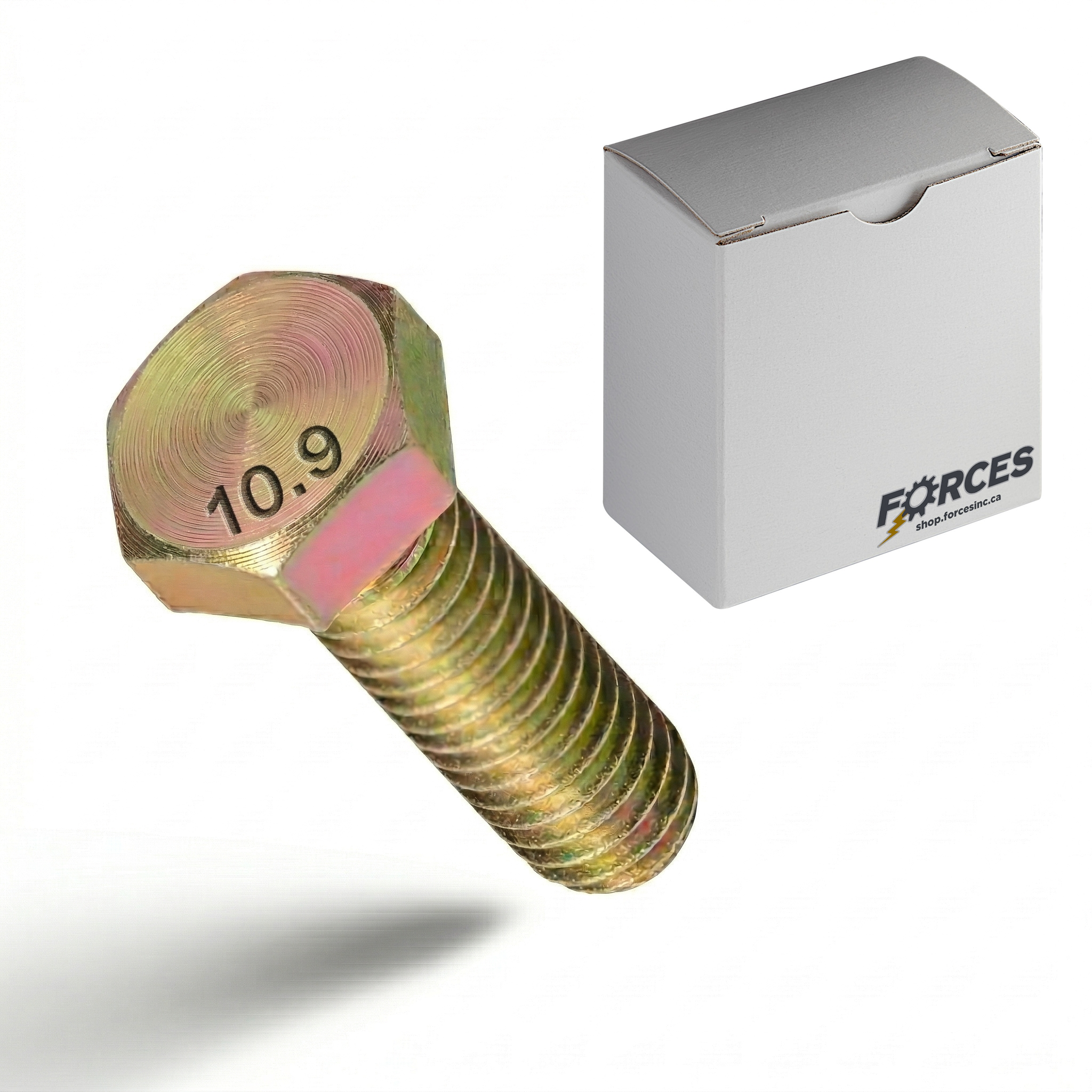 DIN 933 Hex Head Bolt M5-0.80 x 10mm Full thread - Yellow Zinc Class 10.9