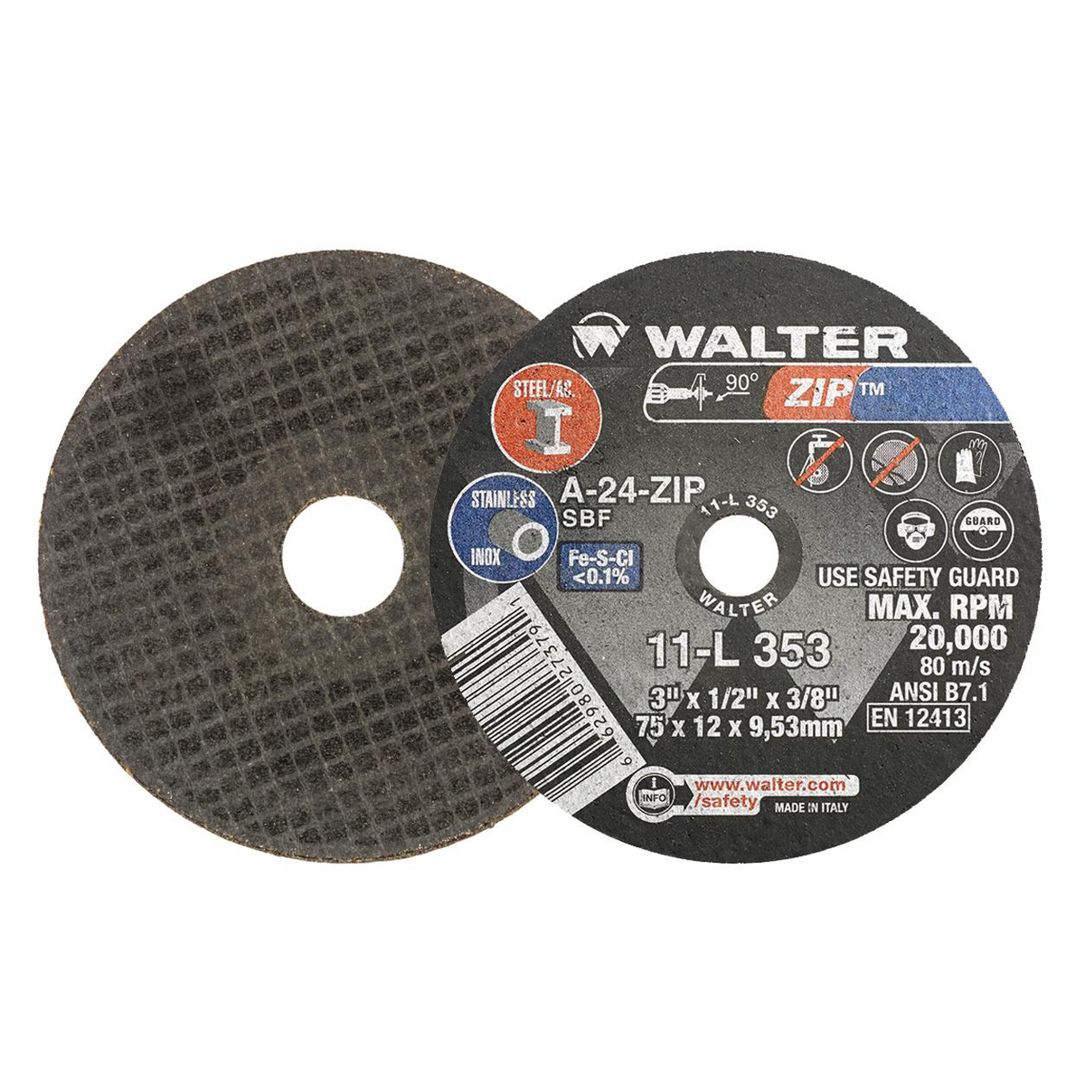 11L353 | ZIP™ Cut-Off Wheel 3" x 1/2", 3/8" Arbor, Type 1