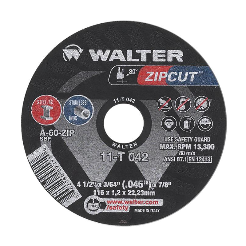 11T042 | ZIPCUT™ Cut-Off Wheel 4-1/2" x 3/64", 7/8" Arbor, Type 1