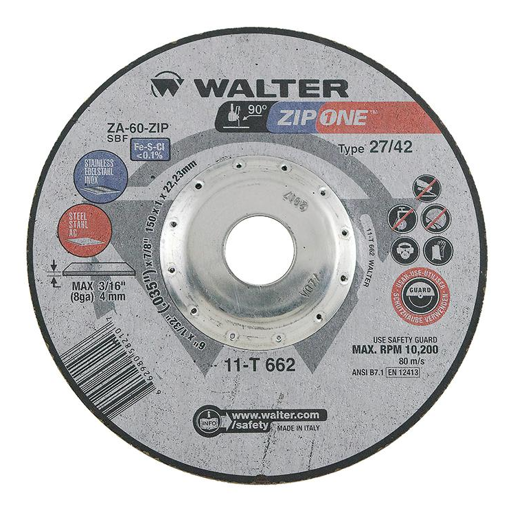 11T662 | ZIP ONEâ„¢ Cut-Off Wheel 6" x 1/32", 7/8" Arbor, Type 27