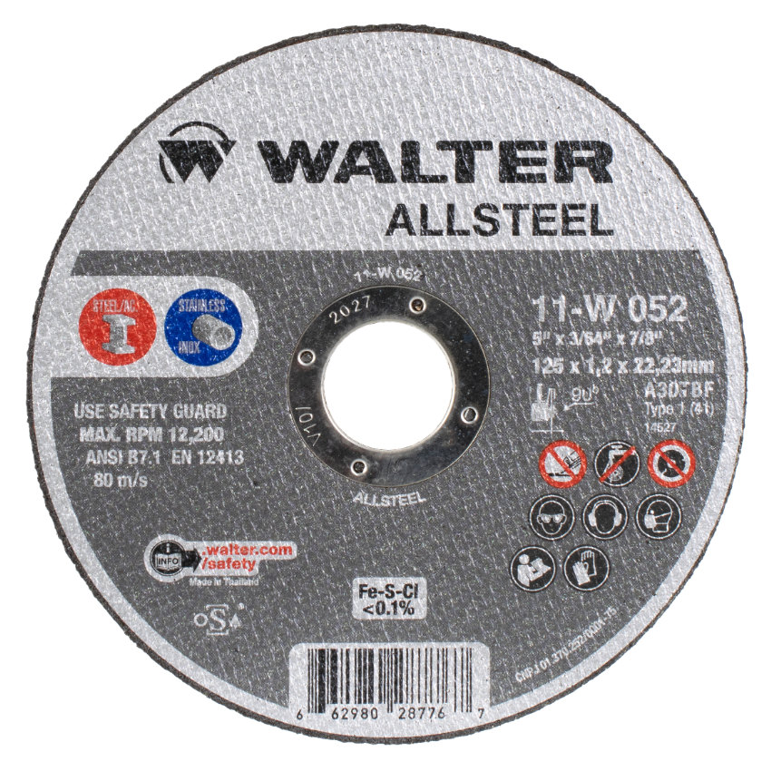 11W052 | ALLSTEEL™ Cut-Off Wheel 5" x 3/64", 7/8" Arbor, Type 1