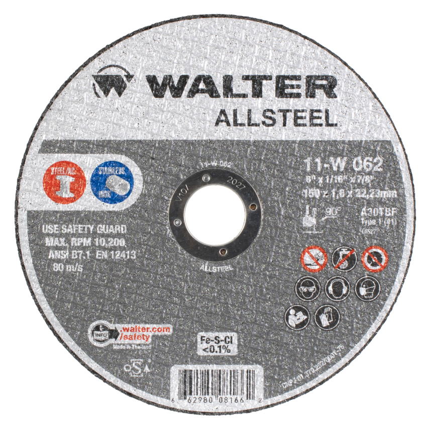 11W062 | ALLSTEEL™ Cut-Off Wheel 6" x 1/16", 7/8" Arbor, Type 1