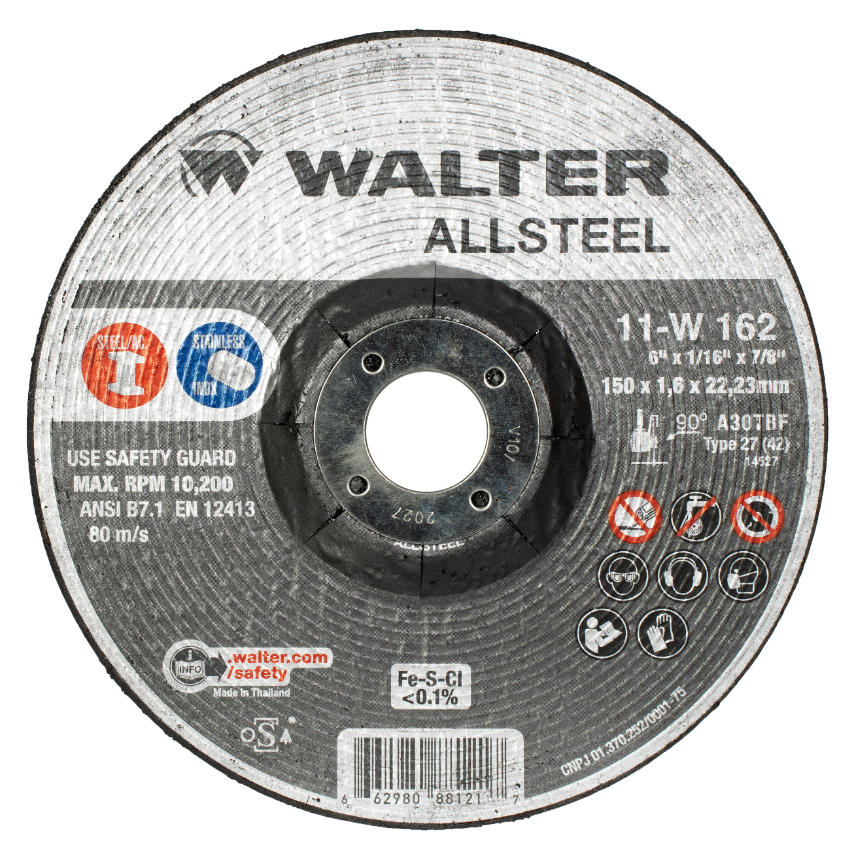 11W162 | ALLSTEEL™ Cut-Off Wheel 6" x 1/16", 7/8" Arbor, Type 27