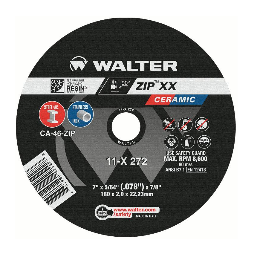 11X272 | ZIPâ„¢ XX Cut-Off Wheel 7" x 5/64", 7/8" Arbor, Type 1