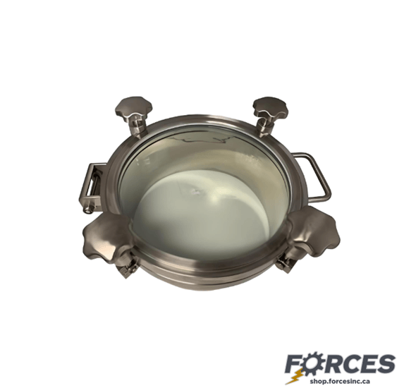12" (300mm ) Circular Manway W/ Glass Cover & Pressure - SS316 - Forces Inc