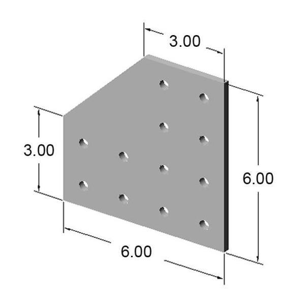 12 Hole 90° Joining Plate | 15 Series Aluminum T-Slot - Forces Inc