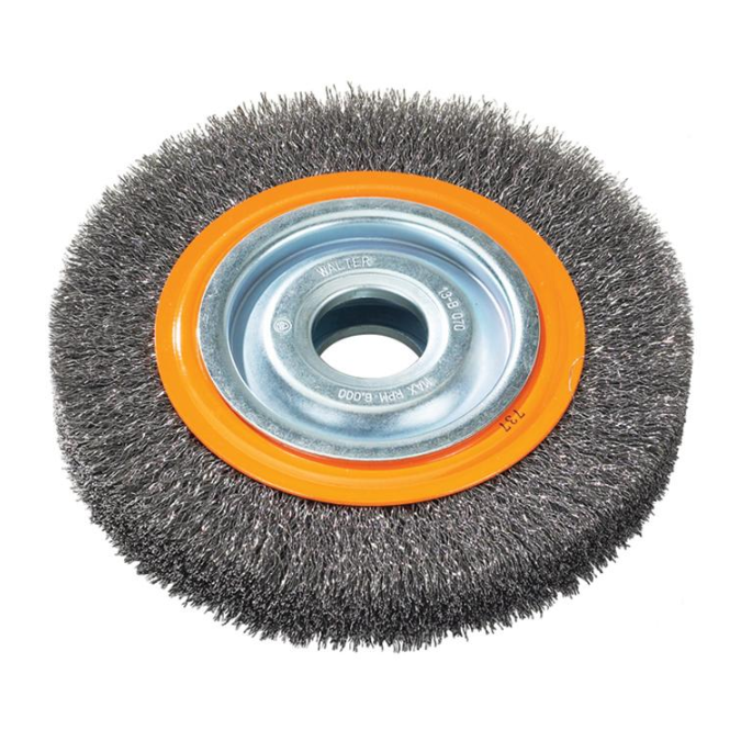 13B040 | Bench Grinder Wheel Brush 4" x 3/4", 1/2" Arbor, Crimped Steel Wires