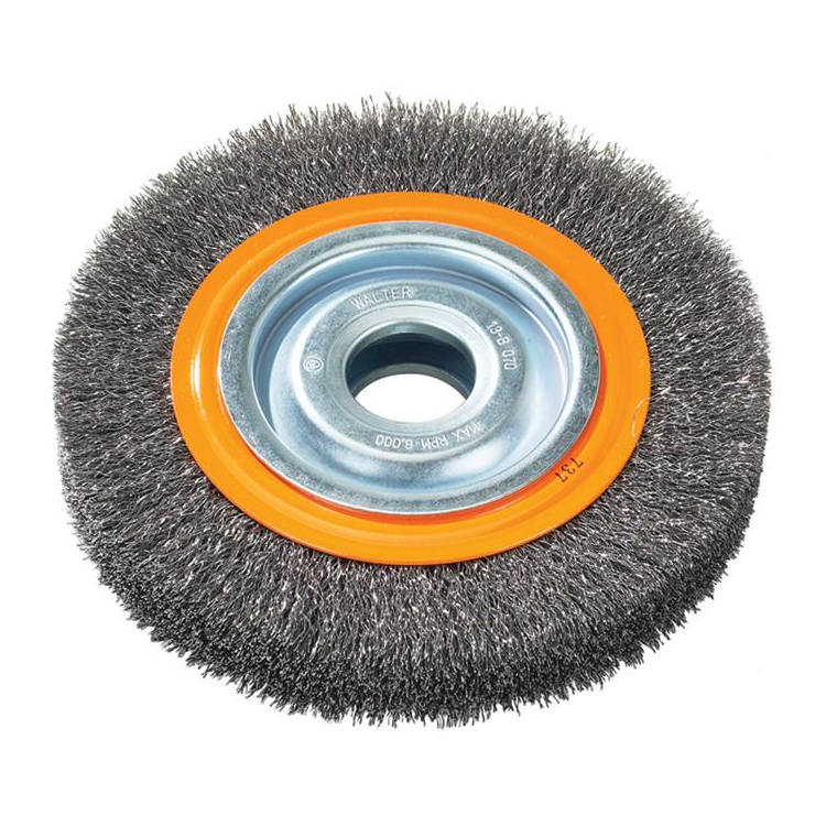 13B060 | Bench Grinder Wheel Brush 6" x 7/8", 1-1/4" Arbor, Crimped Steel Wires