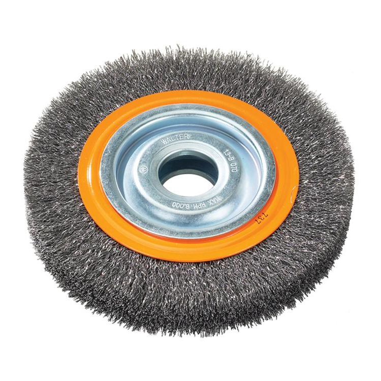 13B061 | Bench Grinder Wheel Brush 6" x 1-1/8", 1-1/4" Arbor, Crimped Steel Wires