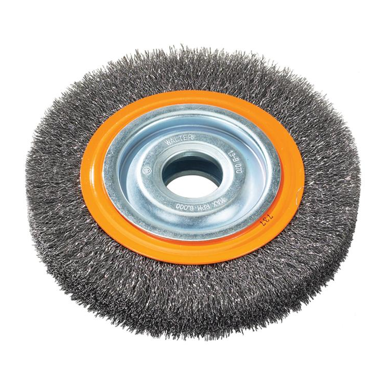 13B080 | Bench Grinder Wheel Brush 8" x 1", 1-1/4" Arbor, Crimped Steel Wires