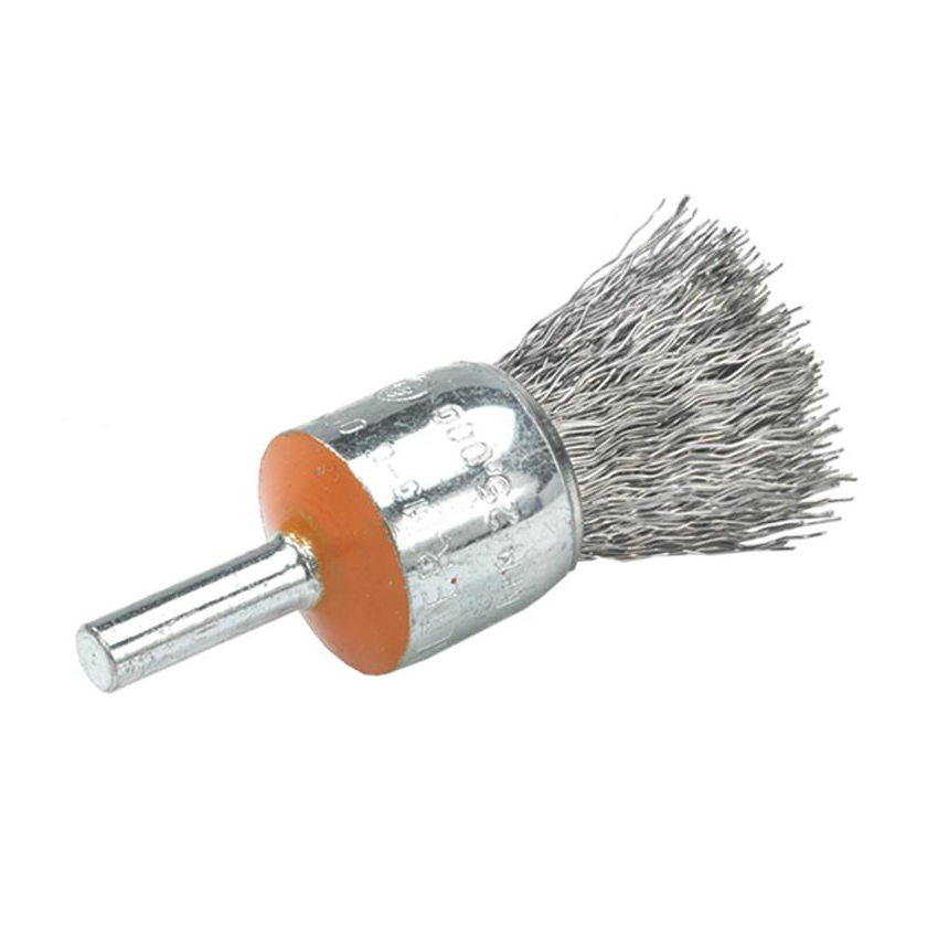 13C003 | Mounted Wire Brush 1/2", 1/4" Arbor, Crimped Wires Steel Wires