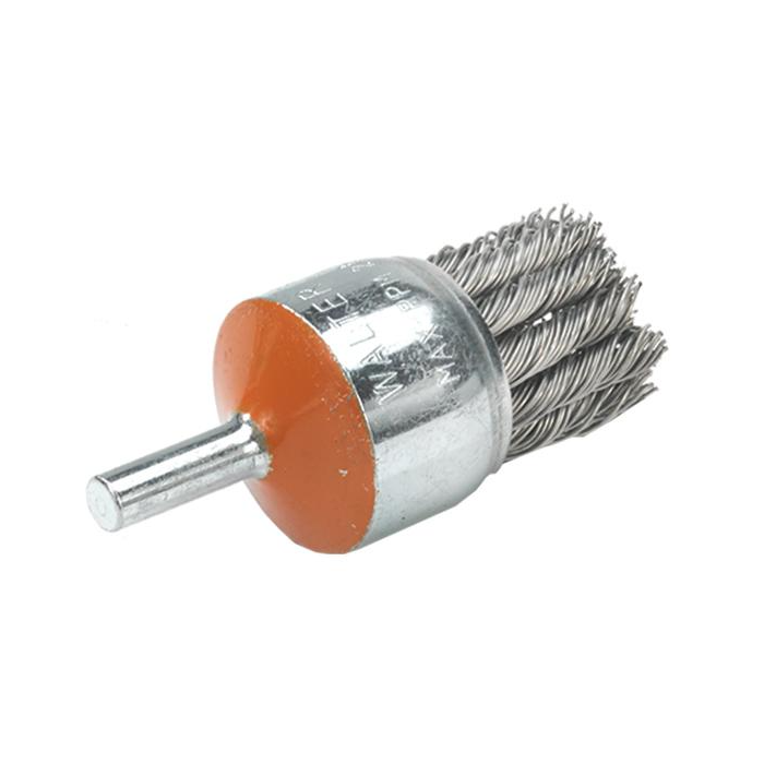 13C019 | Mounted Wire Brush 3/4", 1/4" Arbor, Knot-Twisted Steel Wires