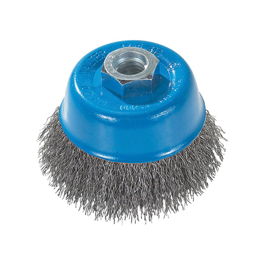 13E514 | Wire Cup Brush 5", 5/8"-11 Arbor, Crimped Stainless Steel Wires