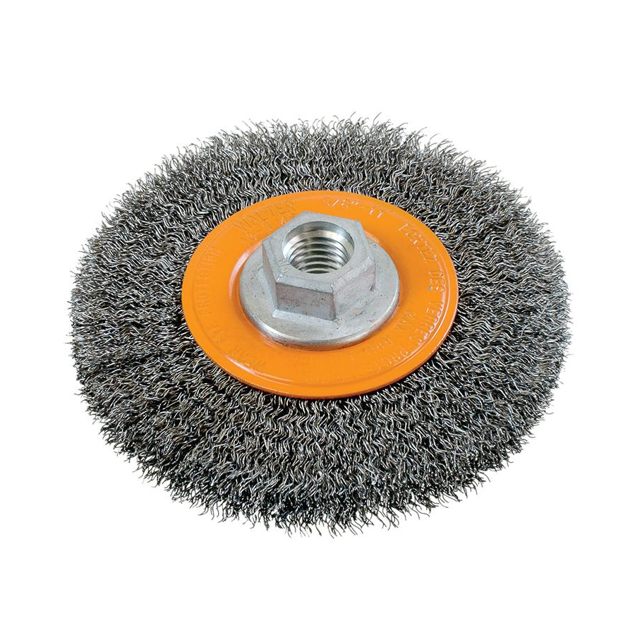 13J454 | Wire Wheel Brush 4-1/2", 5/8"-11 Arbor, Crimped Steel Wires