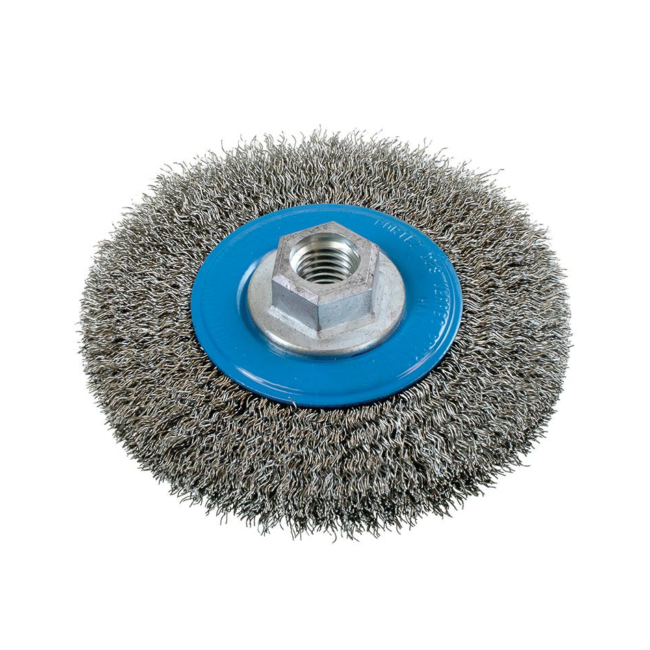 13J464 | Wire Wheel Brush 4-1/2", 5/8"-11 Arbor, Crimped Stainless Steel Wires