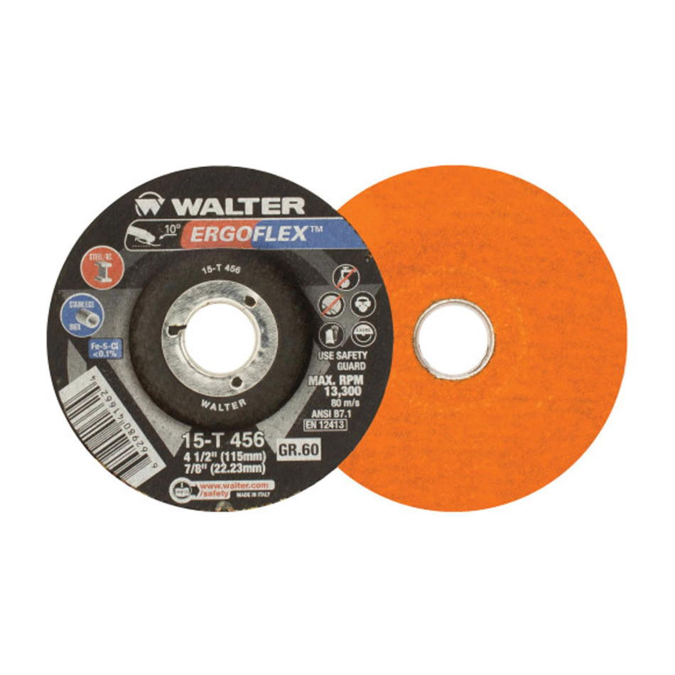 15T456 | ERGOFLEX™ Grinding Wheel 4-1/2", 7/8" Arbor, 60 Grit, Type 29, Ceramic