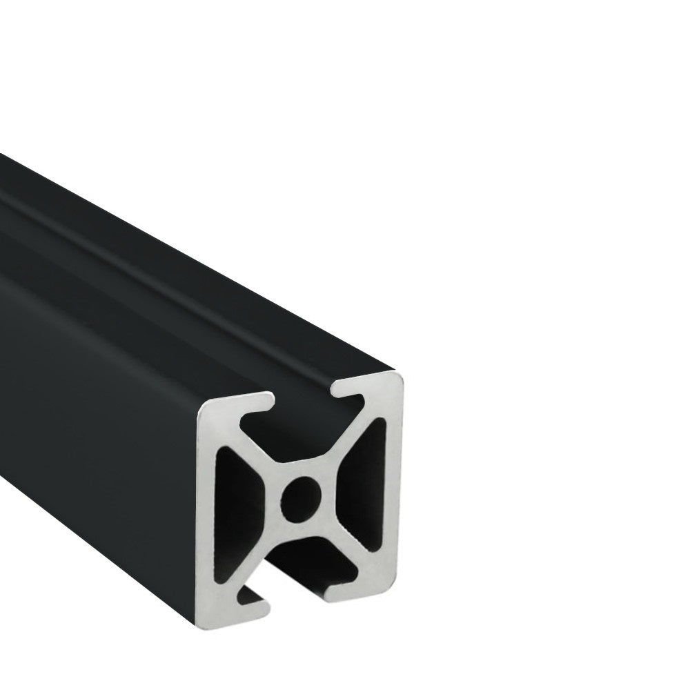 1" x 1" Black Opposite Smooth Bi-Slotted Aluminum Extrusion