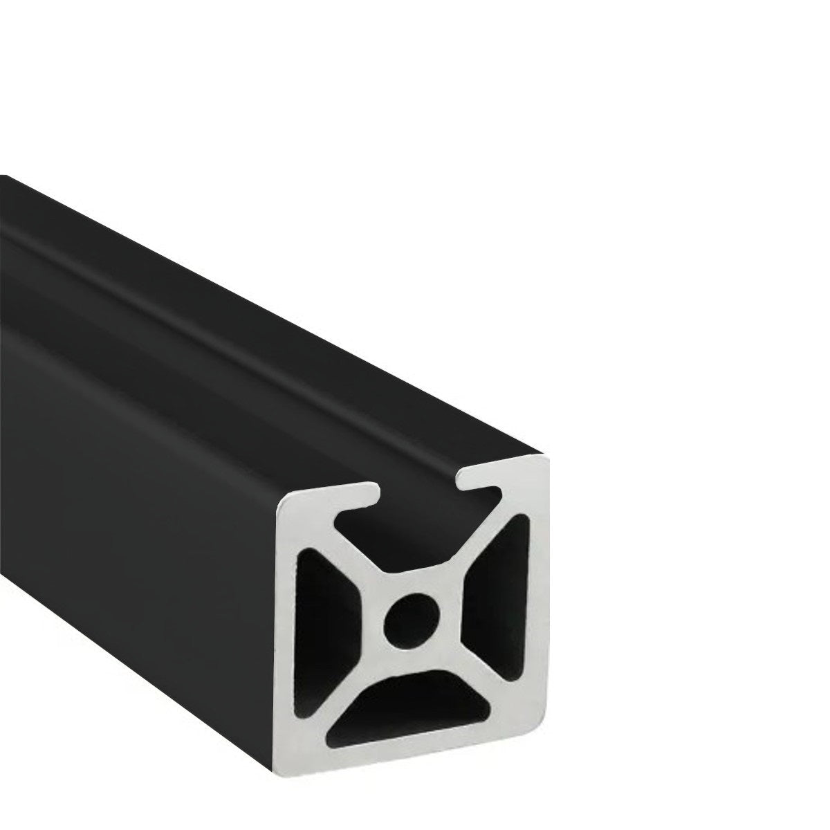 1" x 1" Black Smooth Mono T-Slotted Aluminum Extrusion