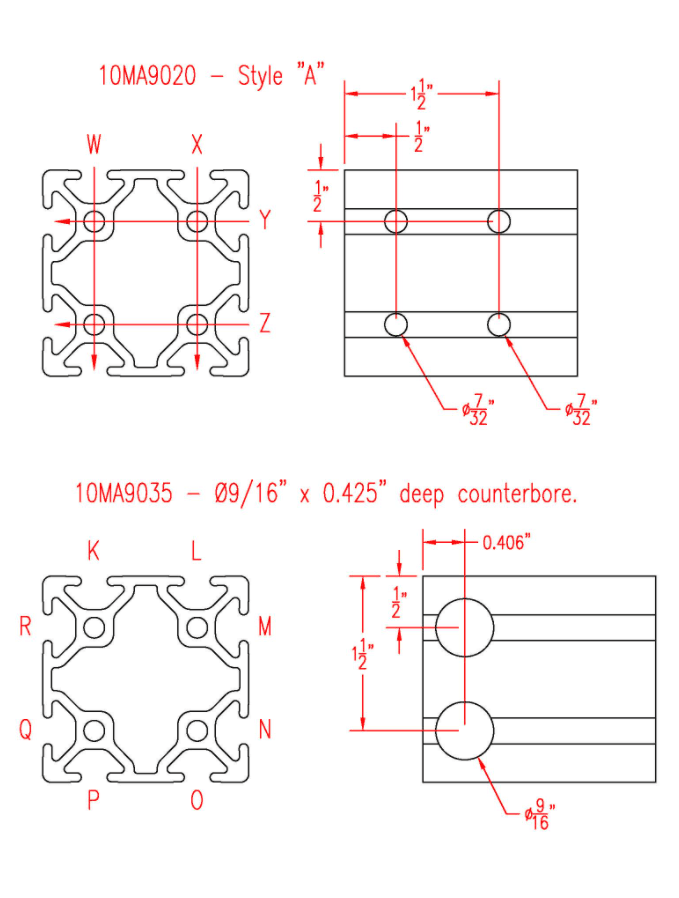 2" x 2" Smooth T-Slotted Aluminum Extrusion - 1ft Bar - Forces Inc
