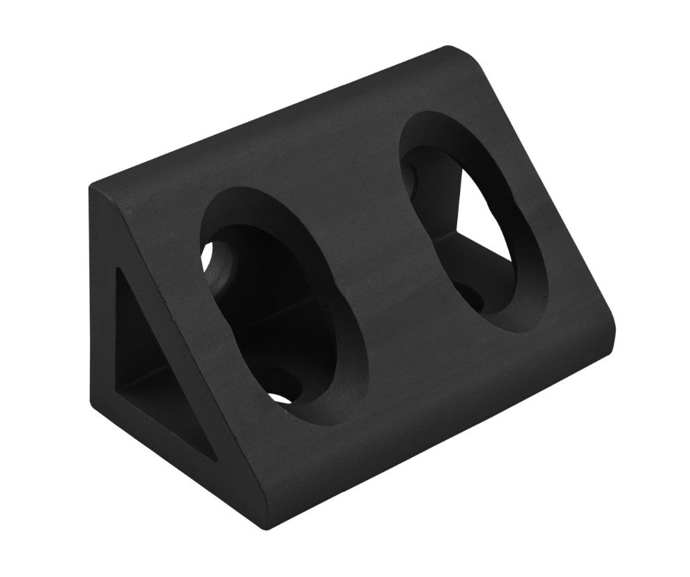 Black 4 Hole Inside Corner Gusset 1" x 1" x 1-7/8" | 10 Series Aluminum T-Slot