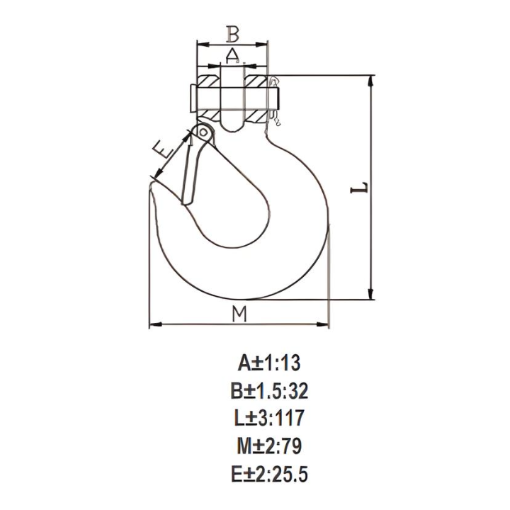 5/16" Clevis Slip Hook with Latch (3900 lbs) - Steel Blue