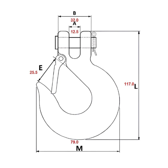 5/16" Clevis Slip Hook with Latch (4300 lbs) - Steel Gold Chromate