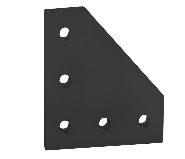 5 Hole 90° Black Joining Plate 3" x 3" x 3/16" | 10 Series Aluminum T-Slot
