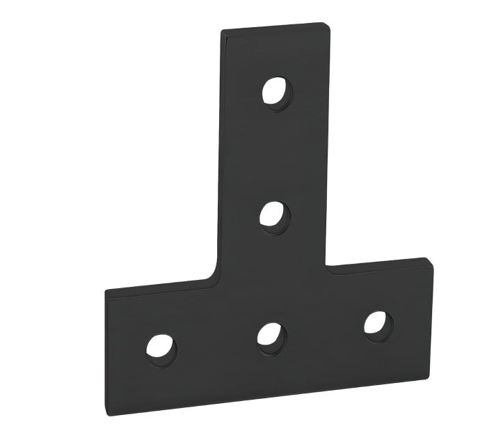 5 Hole Black Tee Flat Plate 3" x 3" x 3/16" | 10 Series Aluminum T-Slot