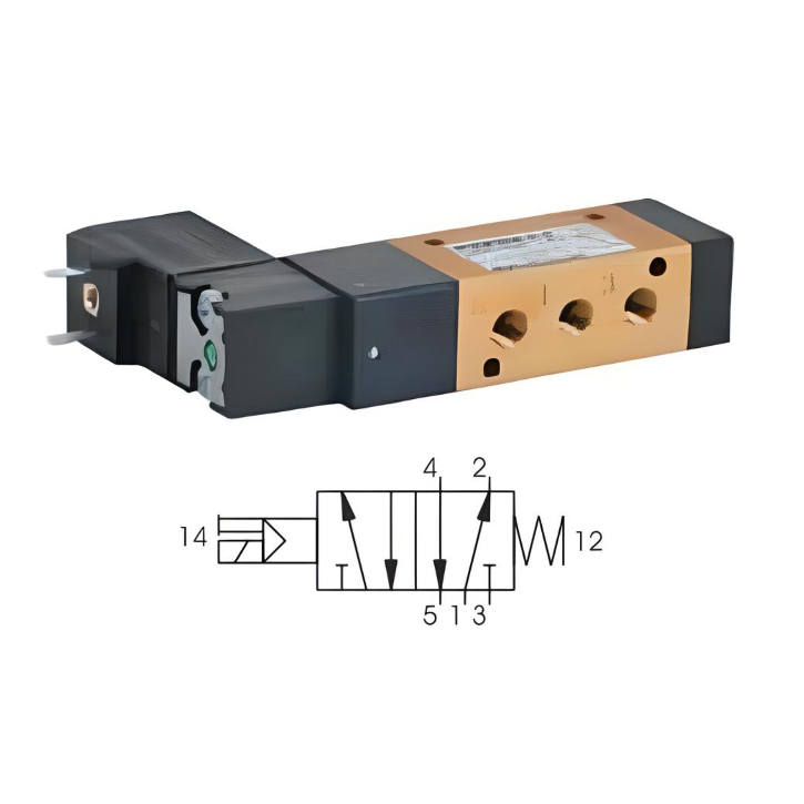 Compact Solenoid Valve M5, 5/2 Spring Return 24Vdc
