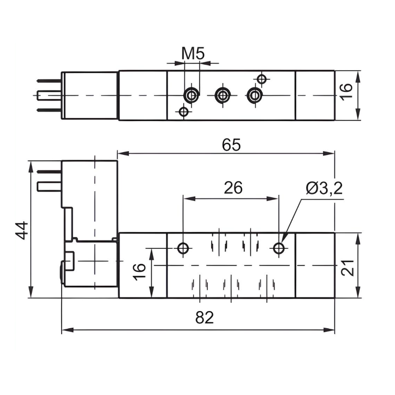 Compact Solenoid Valve M5, 5/2 Differential 24Vdc