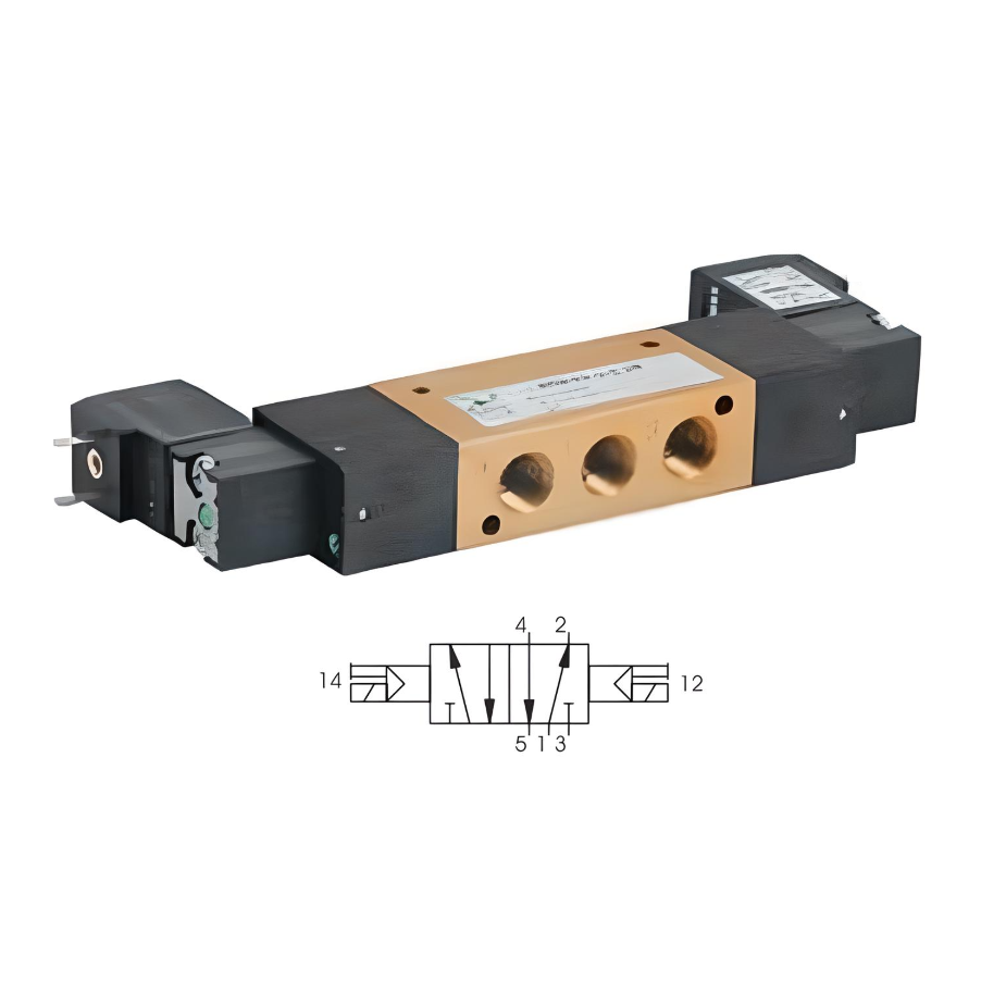 Compact Solenoid Valve G1/8", 5/2 Double Coil 110Vac