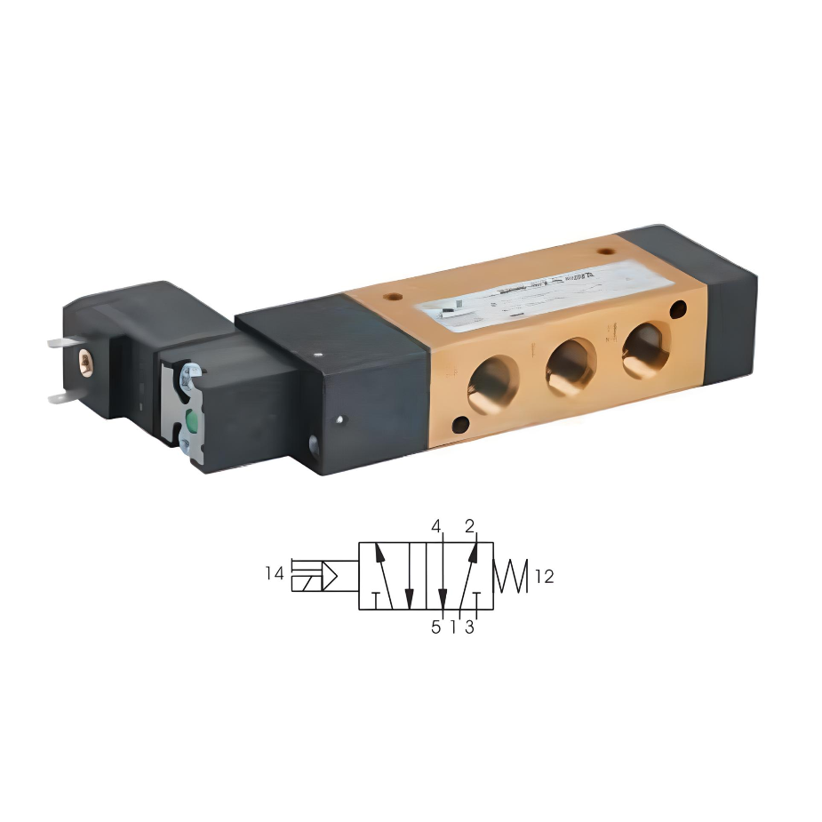 Compact Solenoid Valve G1/8", 5/2 Spring Return 24Vdc