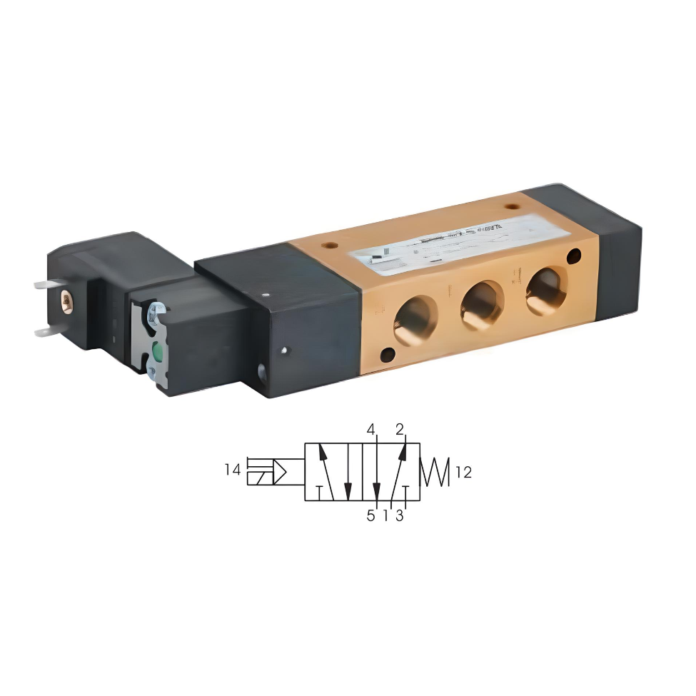 Compact Solenoid Valve G1/8", 5/2 Spring Return 110Vac