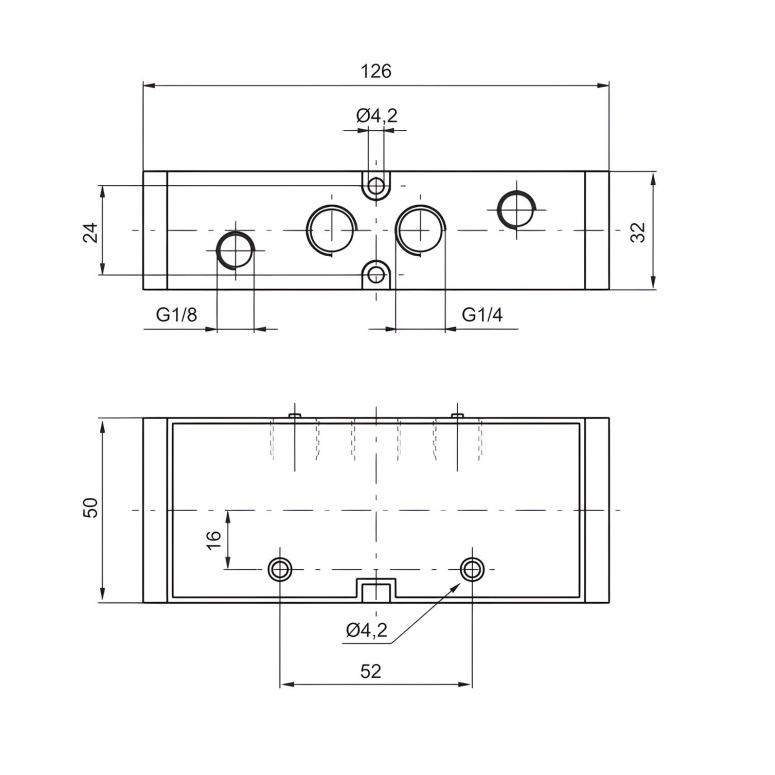 G1/8" Air Pilot Valve 1/4", 5/2 Single Acting Pressure 2.5 bar