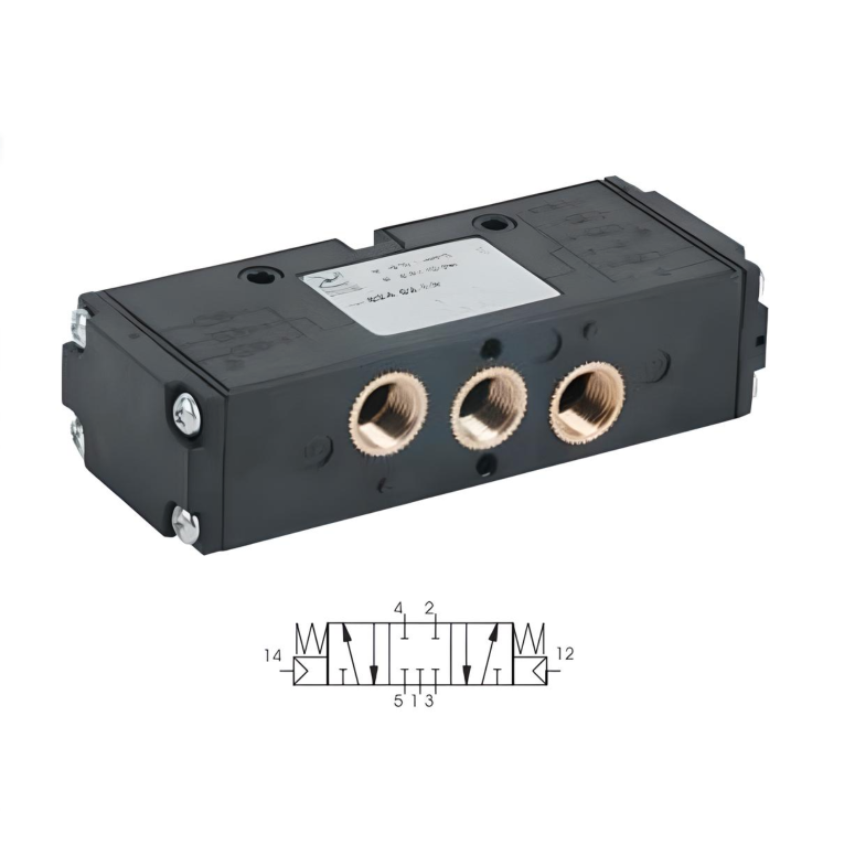 G1/8" Air Pilot Valve 1/4", 5/3 Closed Center Double Acting Pressure 3 bar