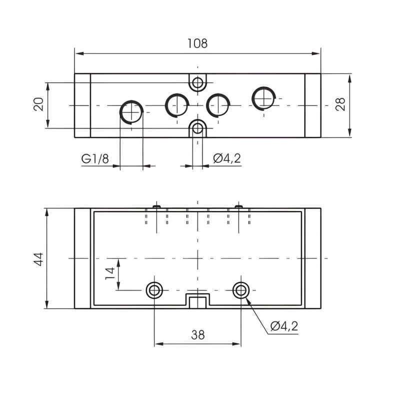 G1/8" Air Pilot Valve 1/8", 5/3 Exhaust Center Double Acting Pressure 3 bar