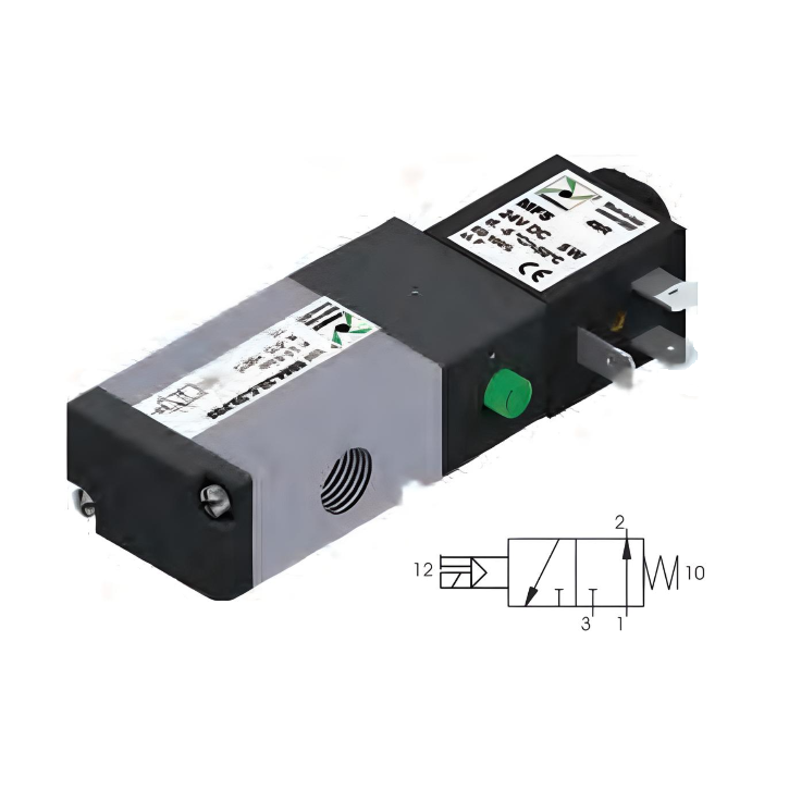 Pneumatic Solenoid Valve 1/4", 3/2 Normally Open Spring Return 12Vdc