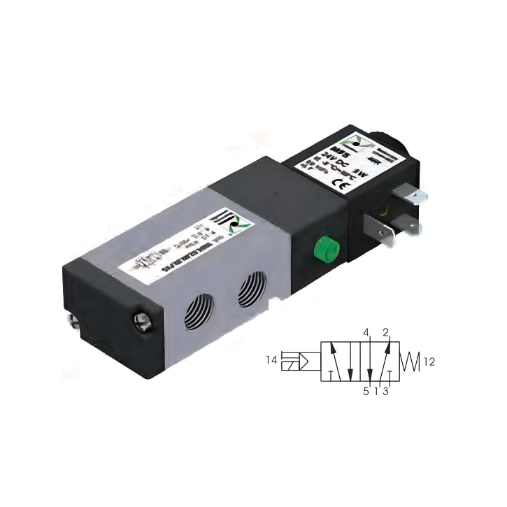Pneumatic Solenoid Valve 1/4", 5/2 Spring Return 24Vdc