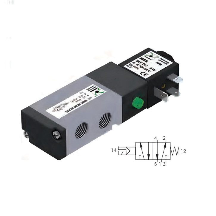 Pneumatic Solenoid Valve 1/4", 5/2 Spring Return 24Vac