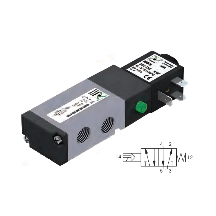 Pneumatic Solenoid Valve 1/4", 5/2 Spring Return 110Vac