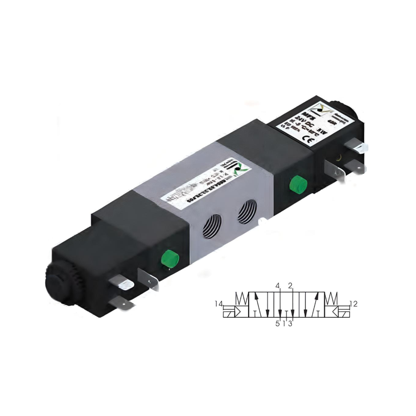 Pneumatic Solenoid Valve 1/4", 5/3 Exhaust Center Double Coil 24Vdc