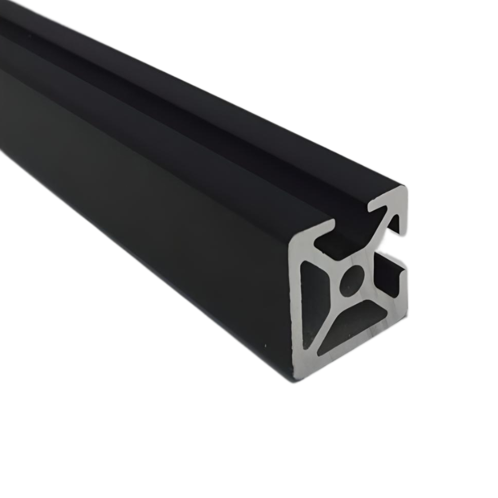 1" x 1" Black Smooth Bi-Slotted Aluminum Extrusion