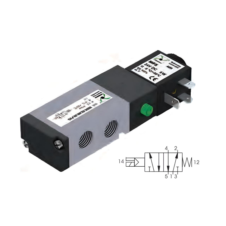 Pneumatic Solenoid Valve 1/4" NPT, 5/2 Spring Return 24Vac