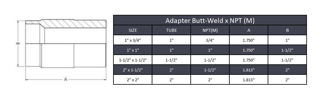 Butt Weld x Male NPT Adapter
